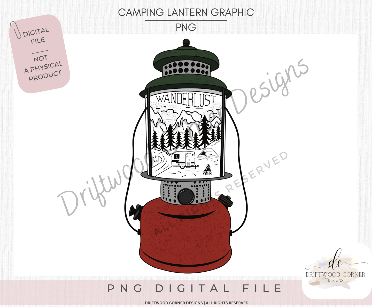 Wanderlust Camping Lantern PNG Graphic File